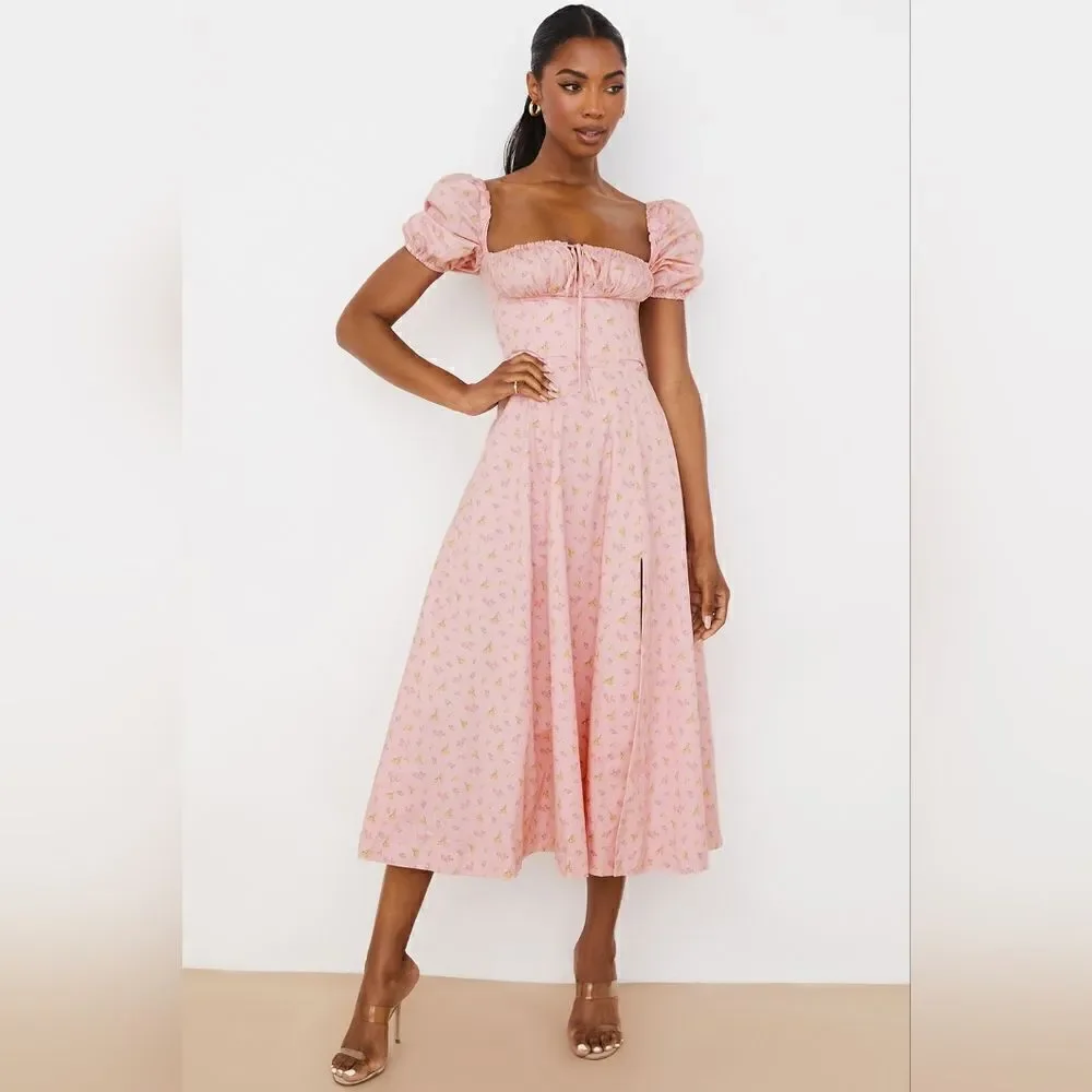 House of CB Pink Floral Midi Dress - Picture 4 of 16